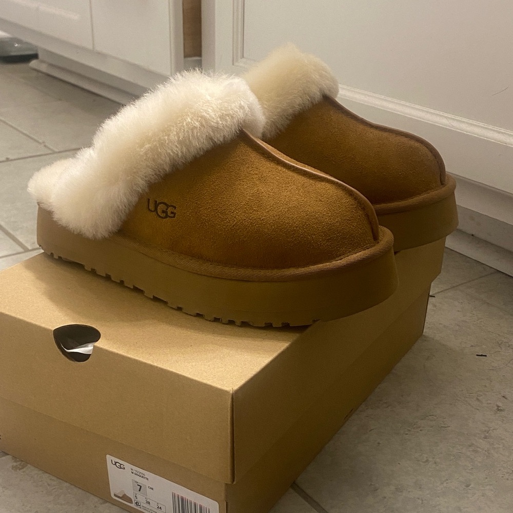 UGG Women's Brown and White Slippers